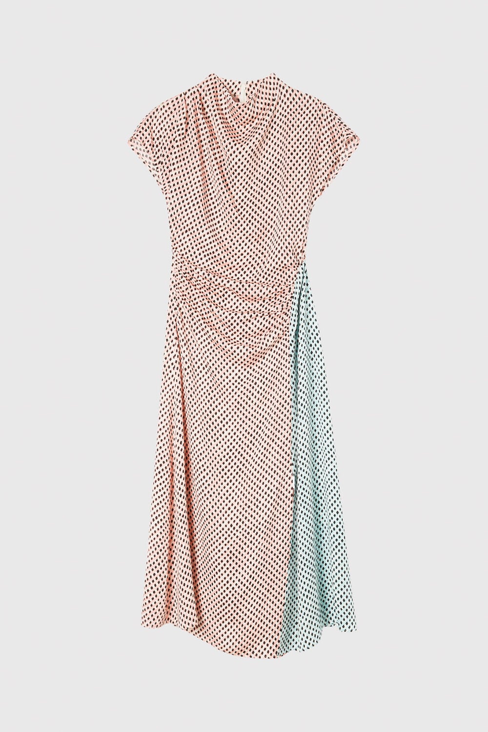 Pink Graphic Check Cowl Neck Dress