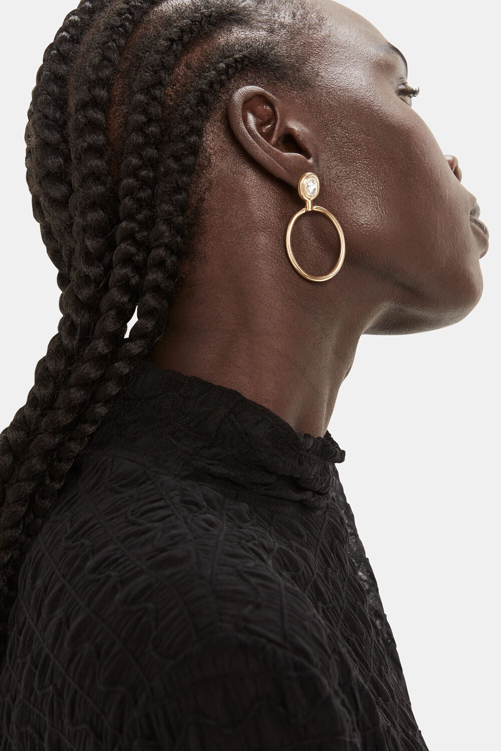 Oval Gem Drop Earring