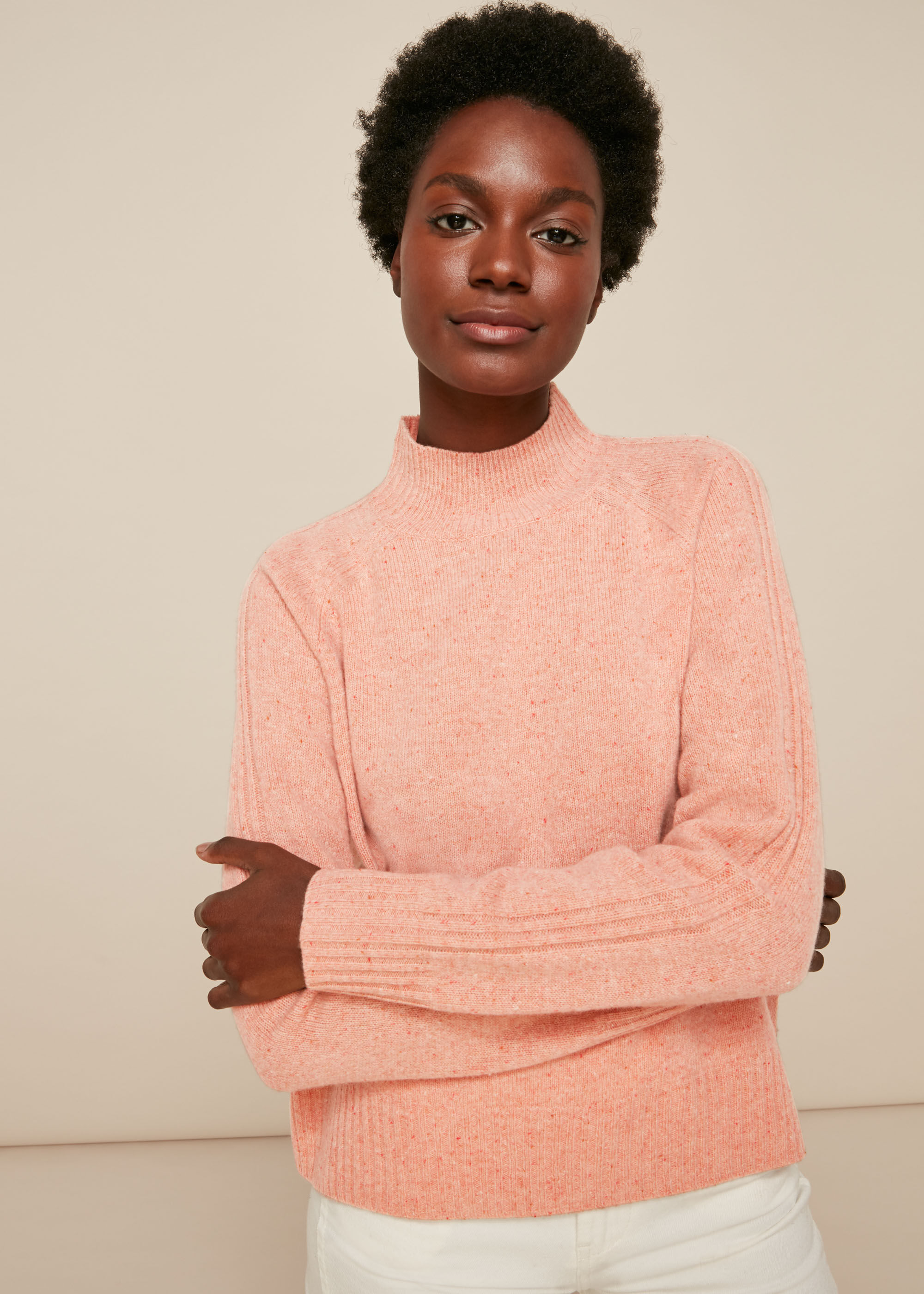 Pale pink polo sale neck jumper