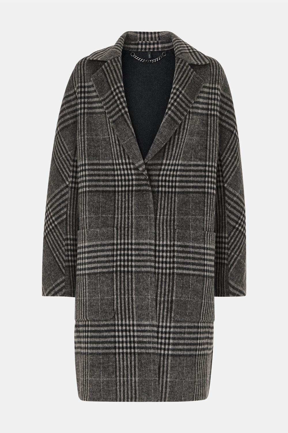Grey Cassie Double Face Check Coat