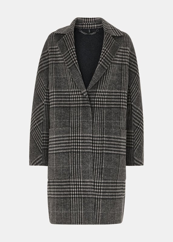 Grey Cassie Double Face Check Coat