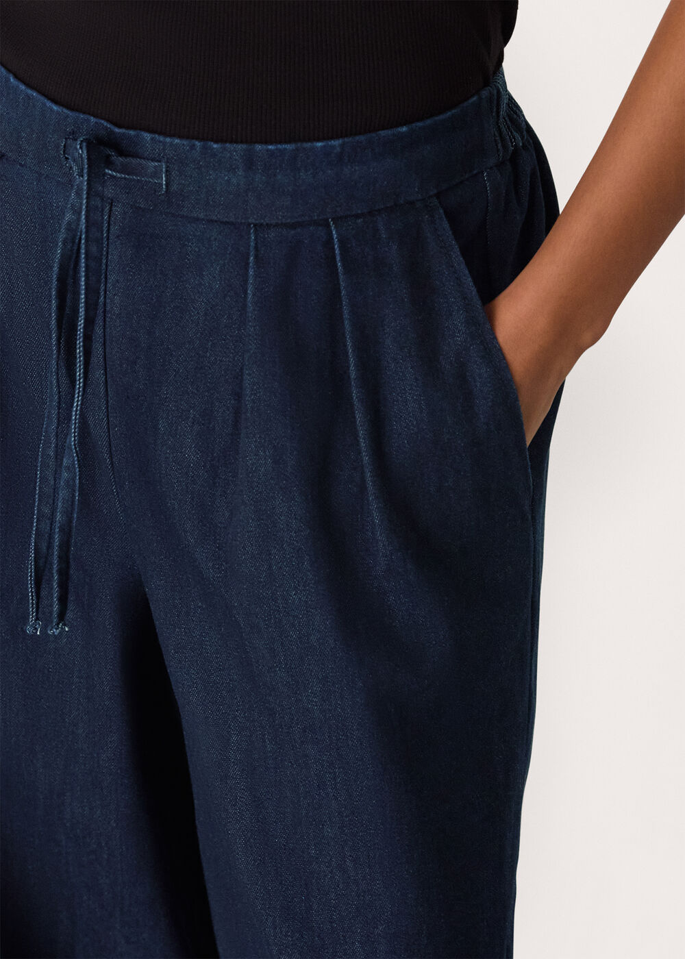 Petite Cotton Wide Leg Pleat Trouser