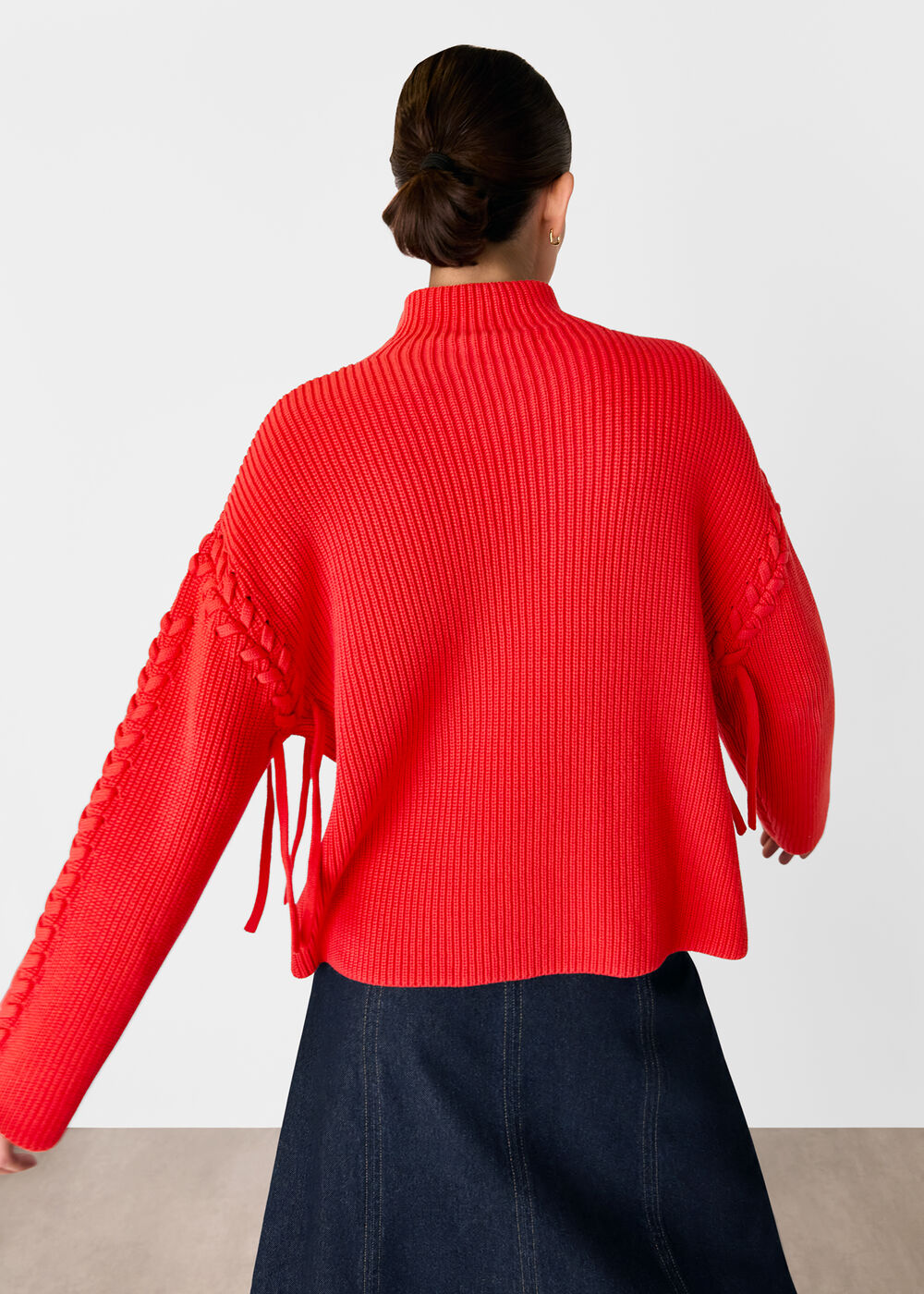 Lacing Detail Rib Sweater