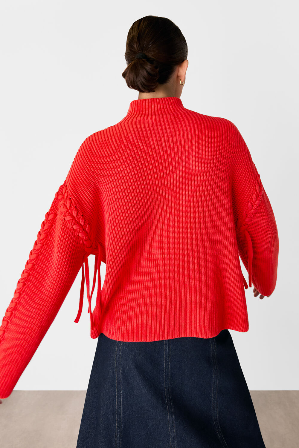 Lacing Detail Rib Sweater
