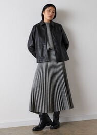 Petite Check Pleated Midi Skirt
