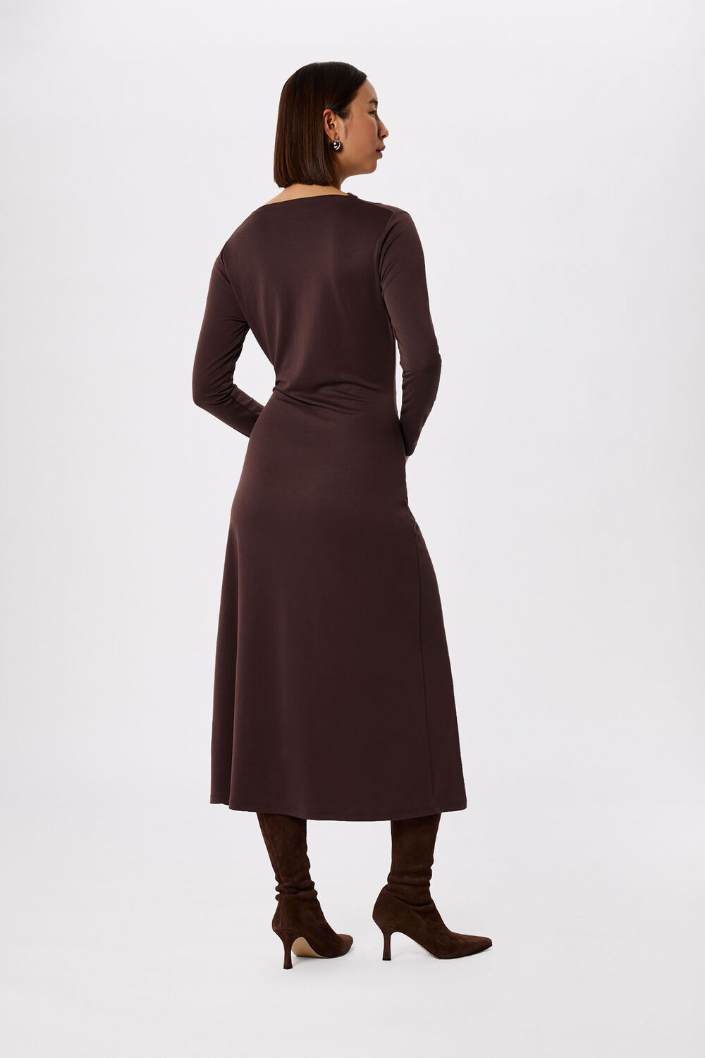 Chocolate Petite Ruched Detail Midi Dress