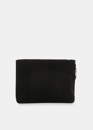 Avah Zip Top Suede Clutch