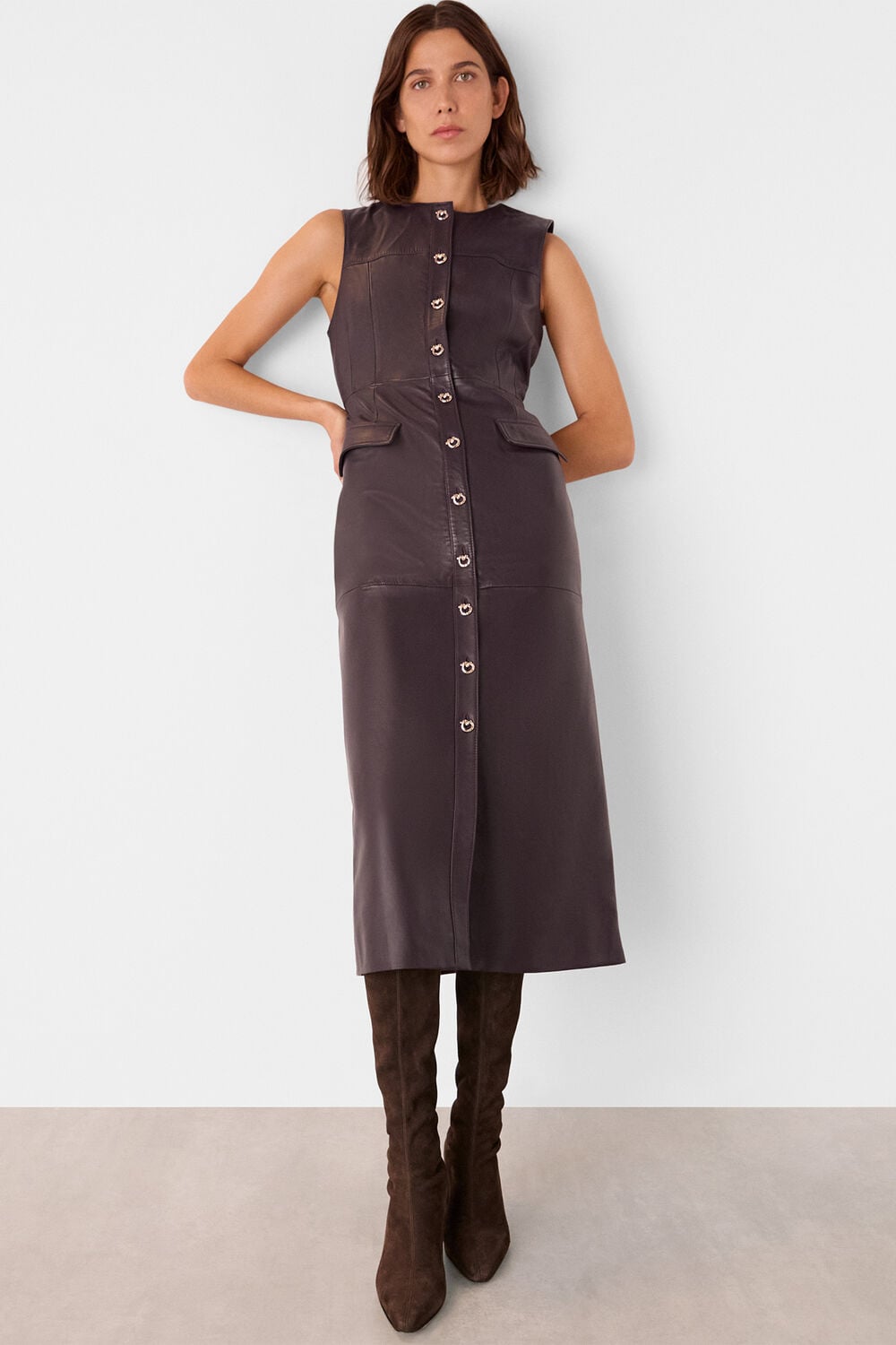Chocolate Leather Shift Dress