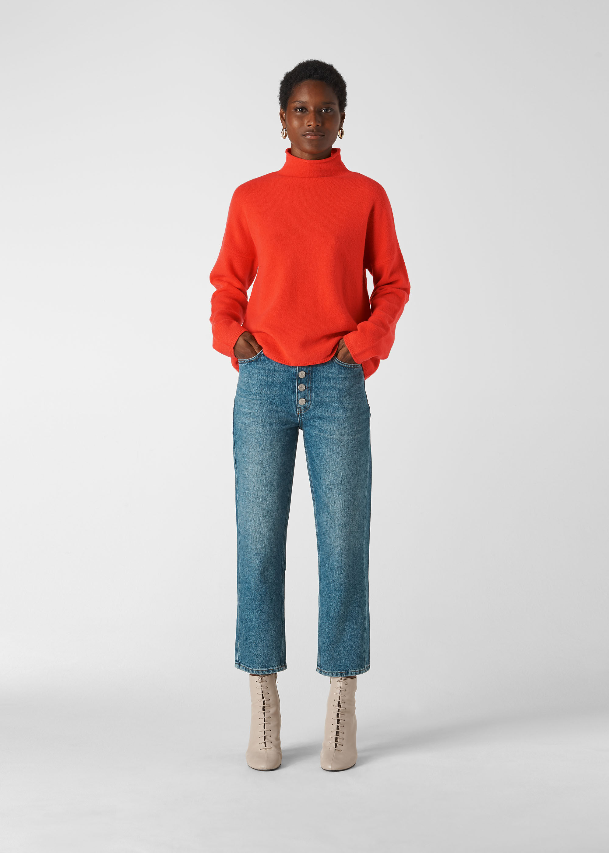 Flame Soft Roll Neck Wool Sweater | WHISTLES |