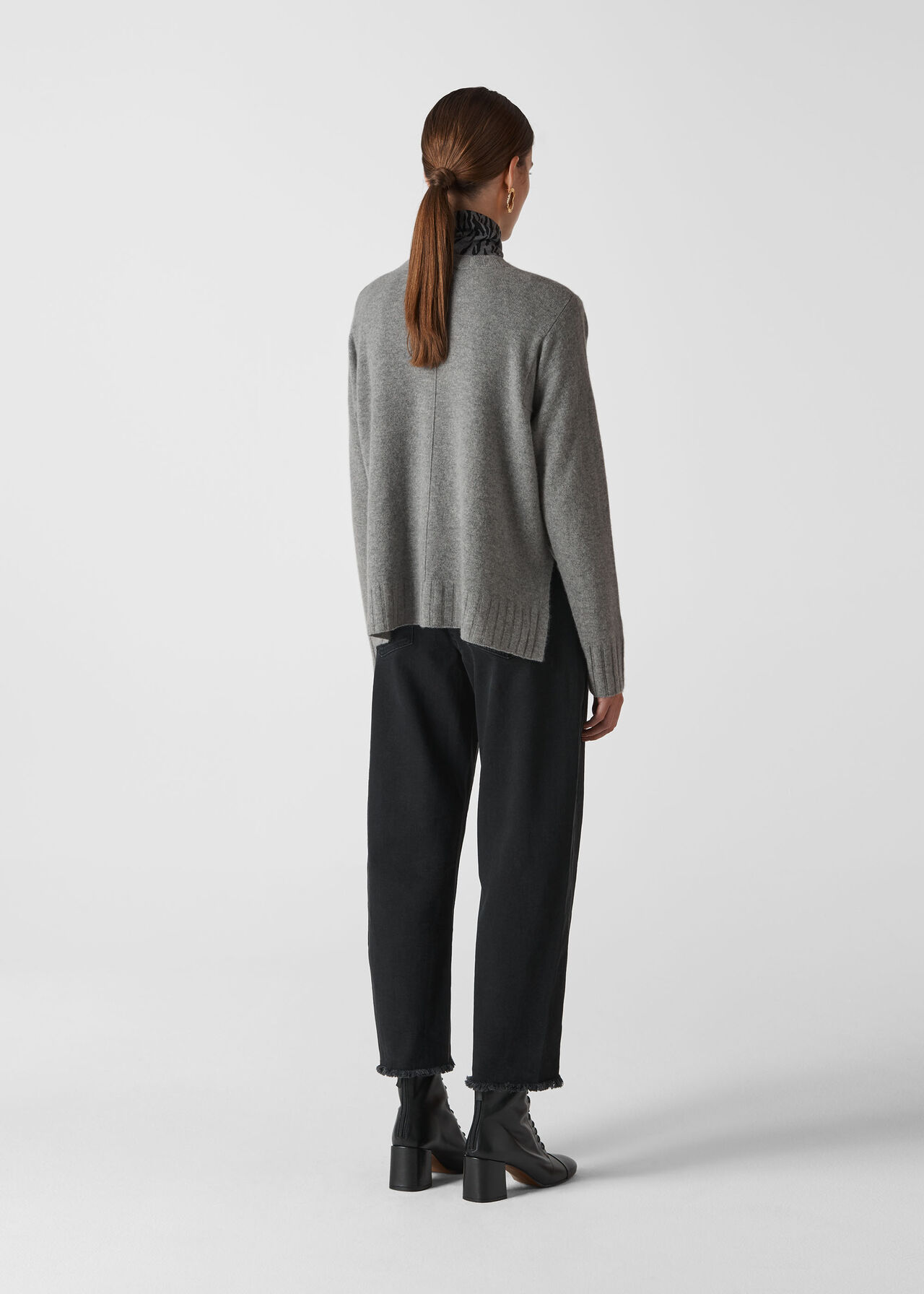 Grey Marl Cashmere Crew Neck Sweater | WHISTLES