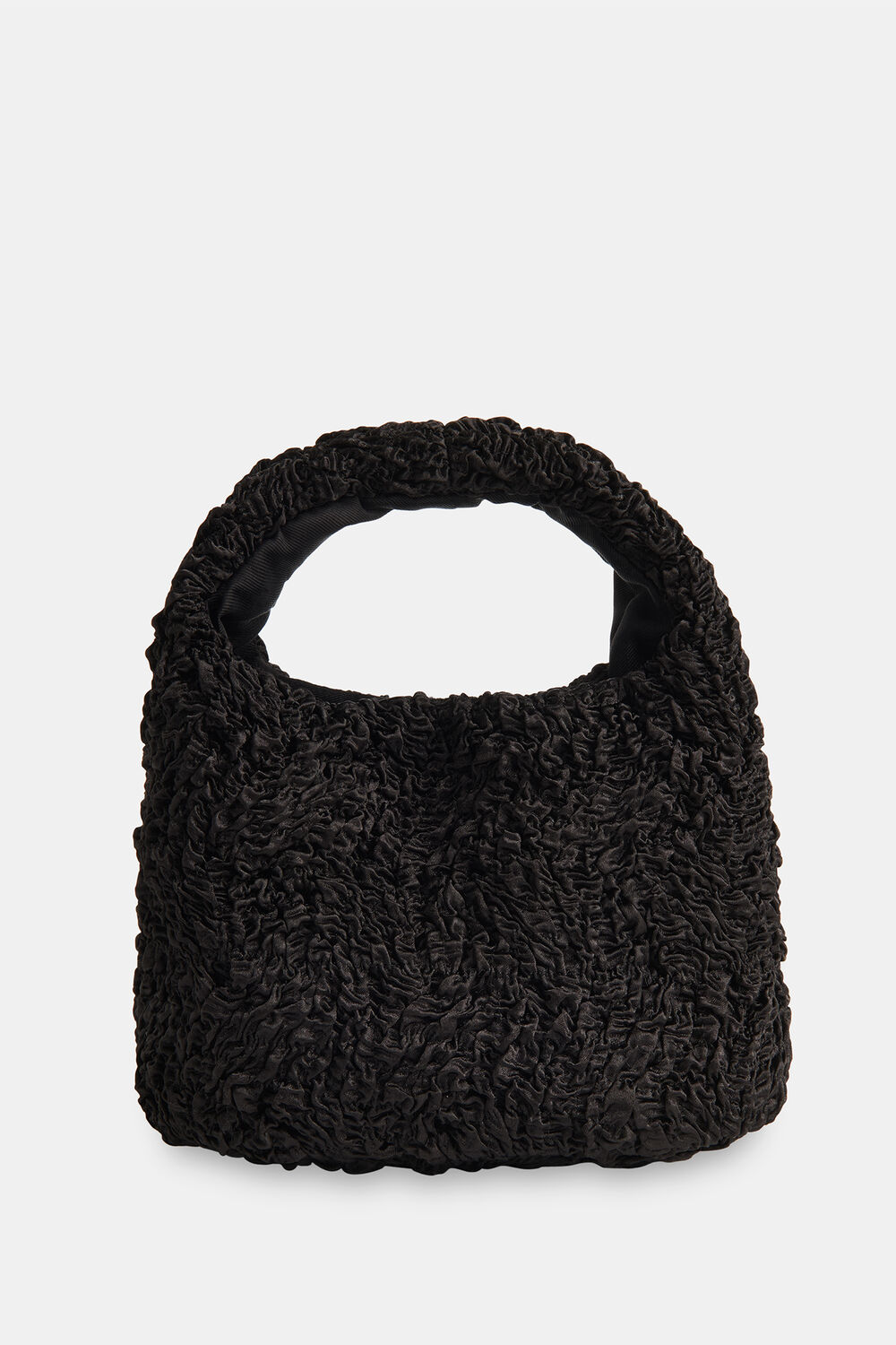 Black Luz Satin Ruched Mini Bag