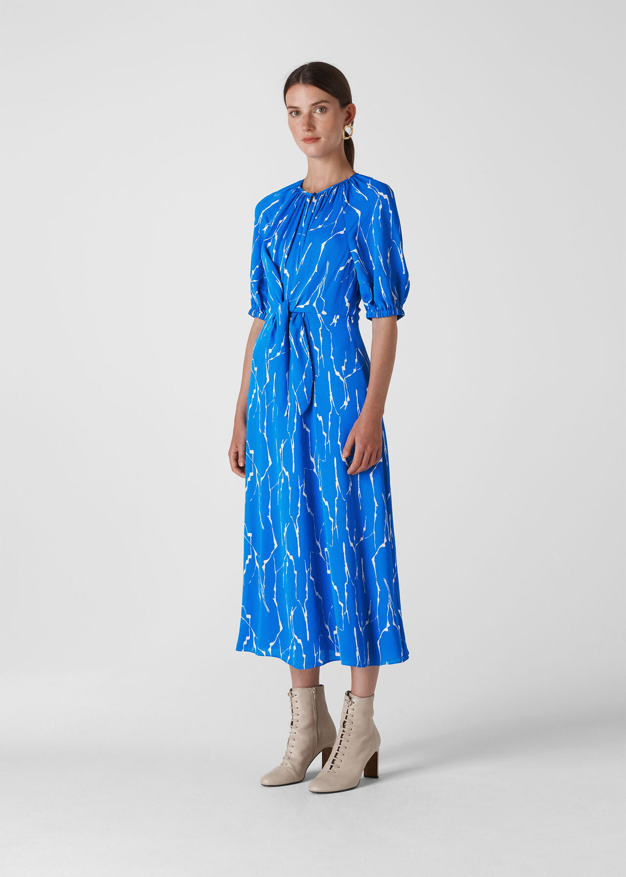Blue/Multi Monika Twig Print Dress | WHISTLES | Whistles UK
