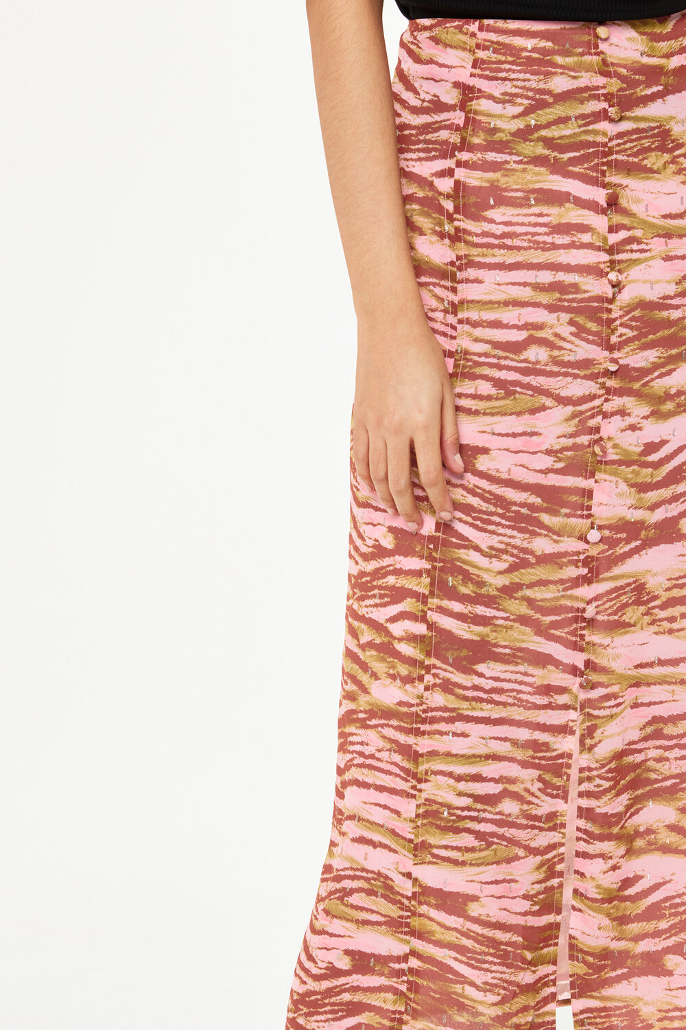 Pink Clouded Tiger Button Skirt