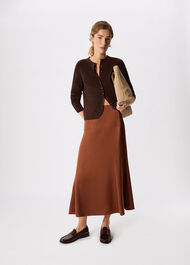 Panel Waist Satin Midi Skirt