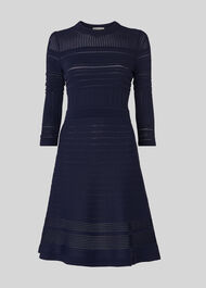 Pointelle Detail Knit Dress Navy