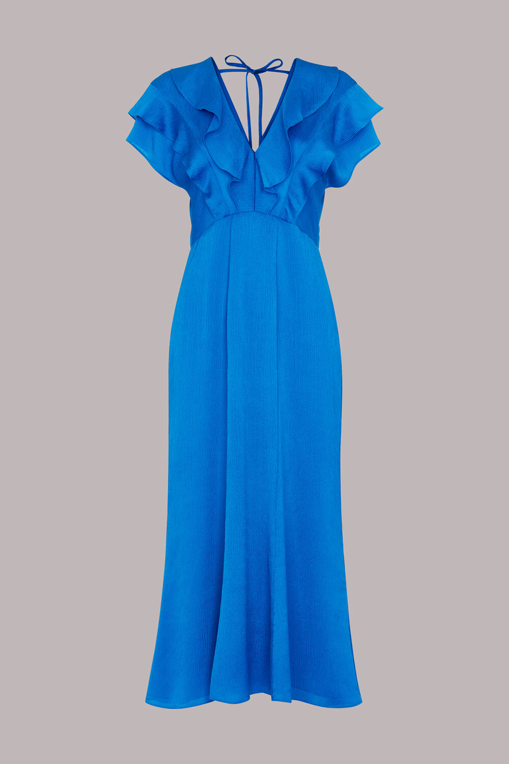 Blue Adeline Frill Midi Dress
