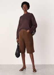 Fringe Rib Detail Cotton Knit