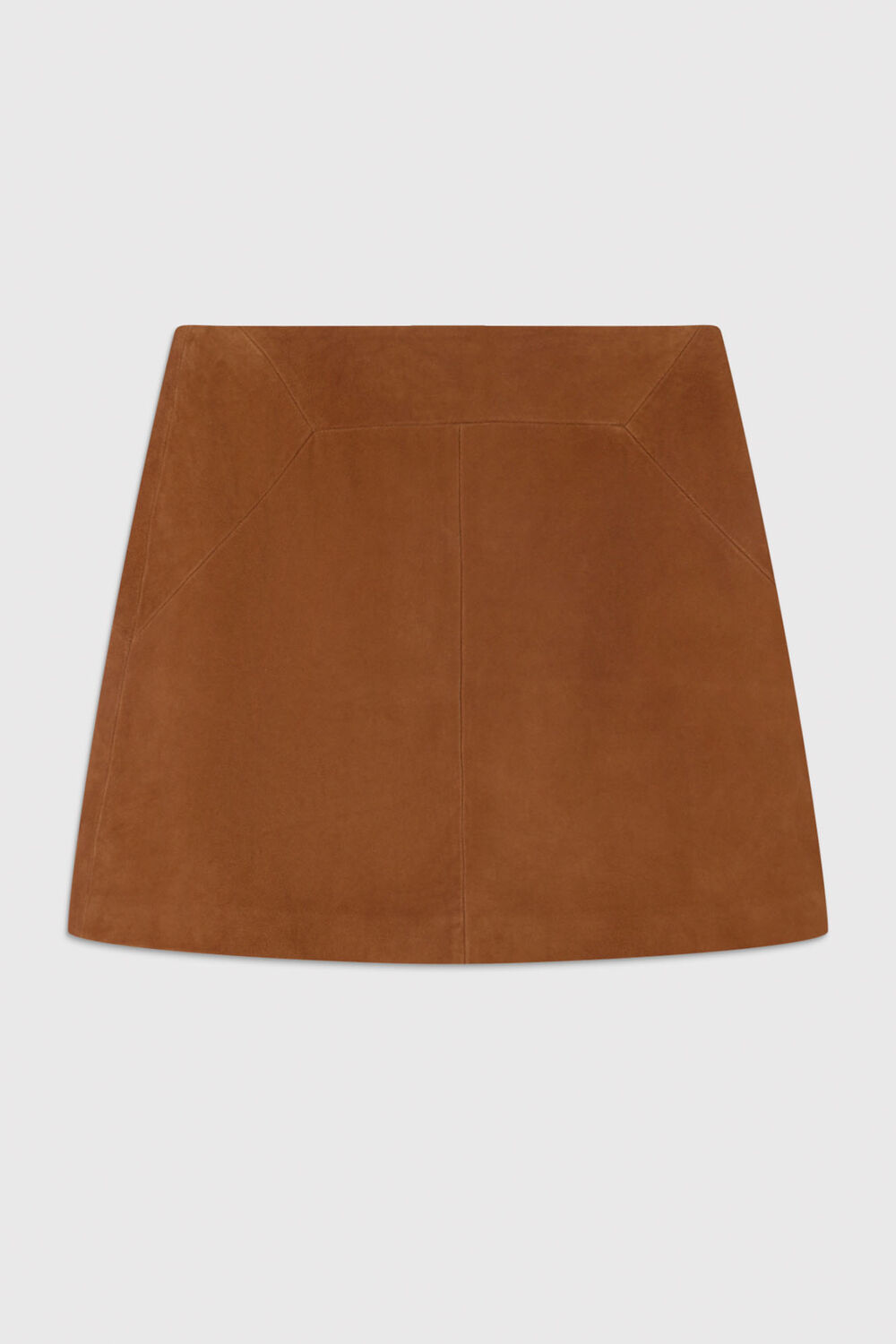 Tan Suede A Line Mini Skirt