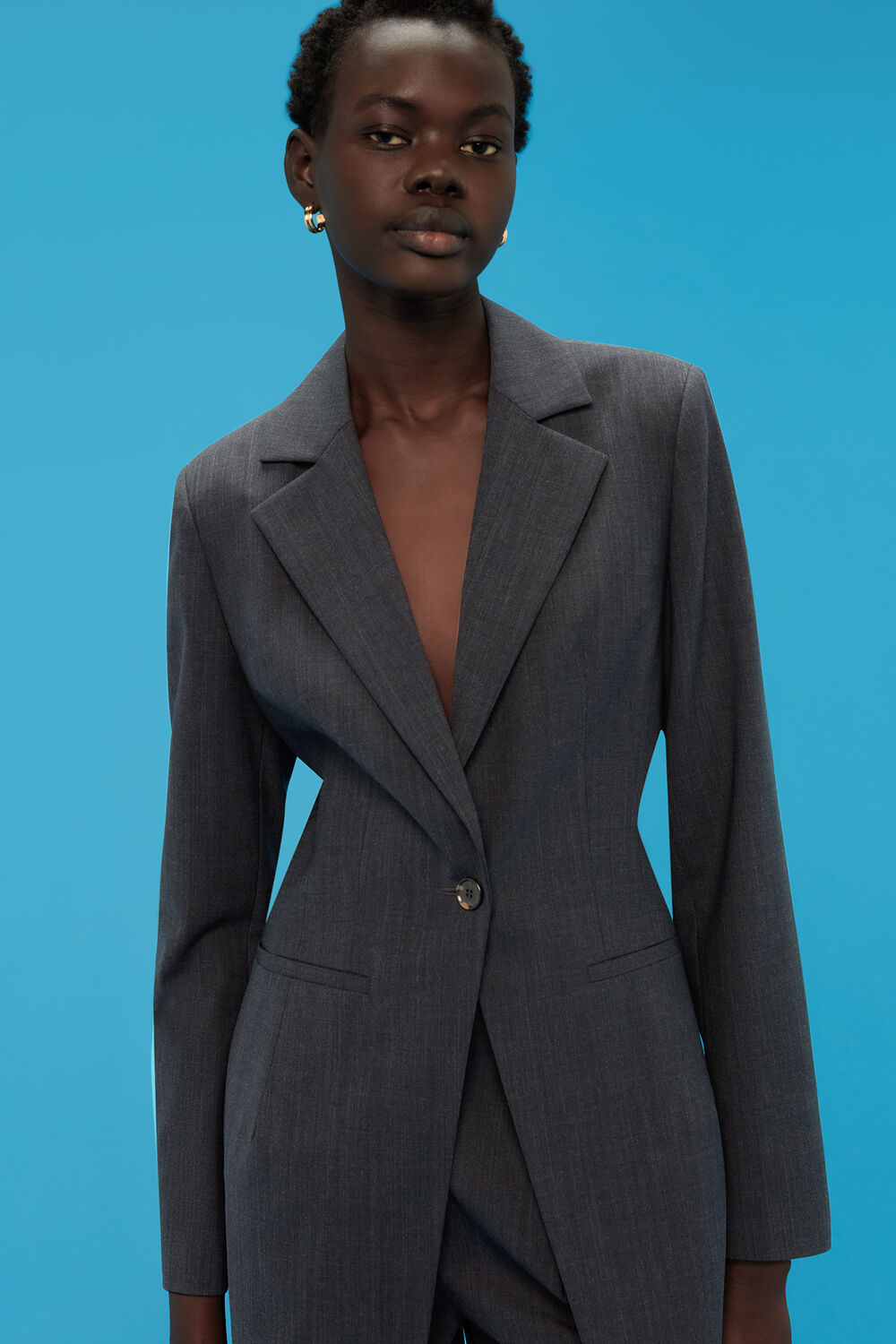 Grey Mia Elongated Waist Blazer