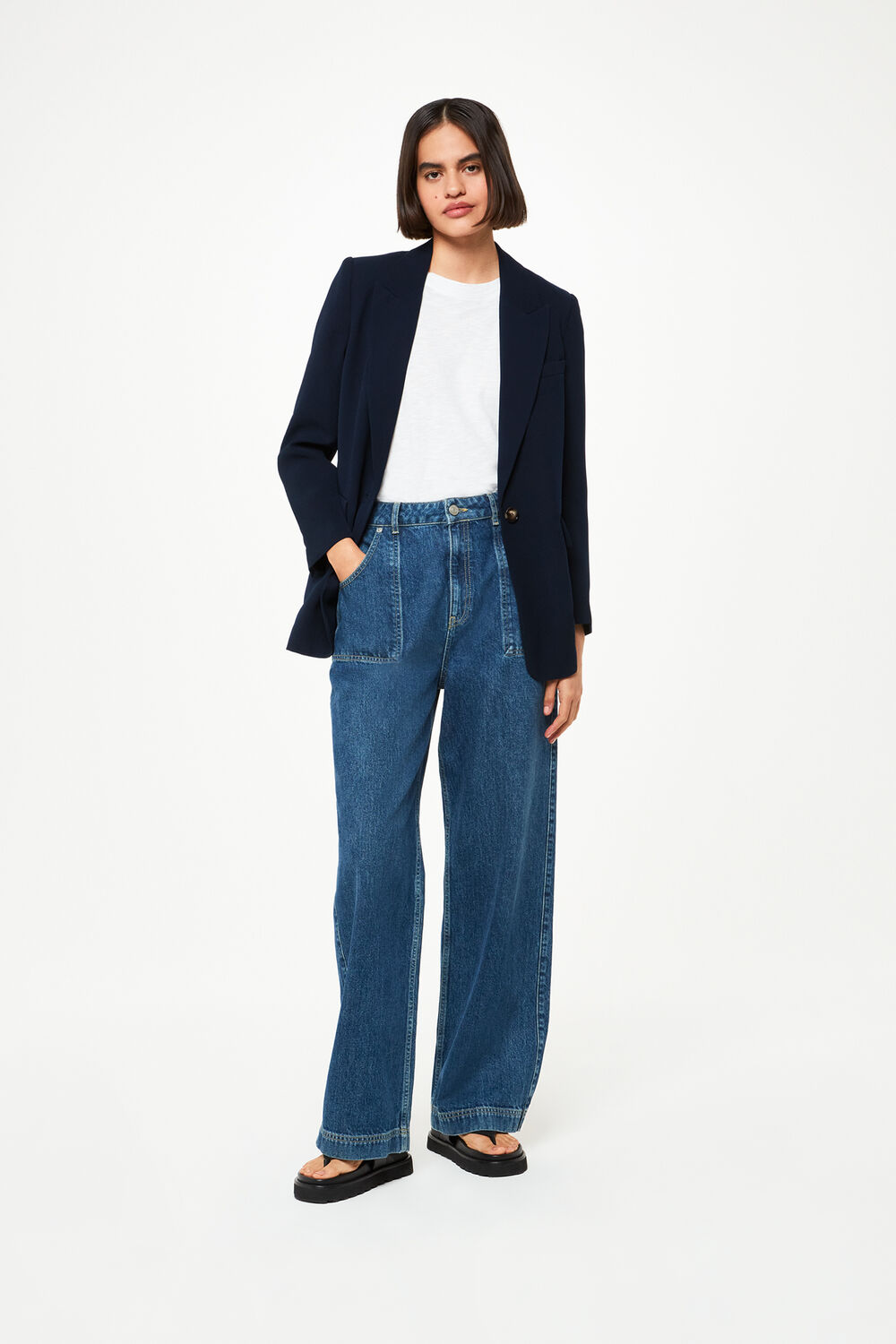 Navy Crepe Boyfriend Blazer