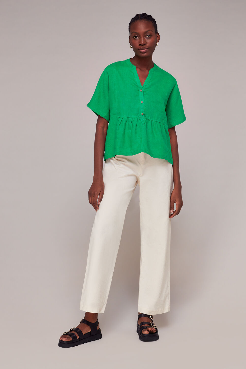 Hannah Linen Peplum Blouse