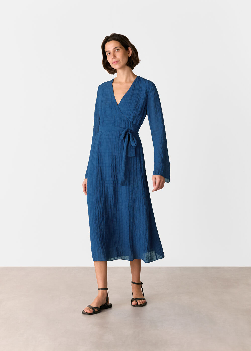 Alex Textured Wrap Midi Dress