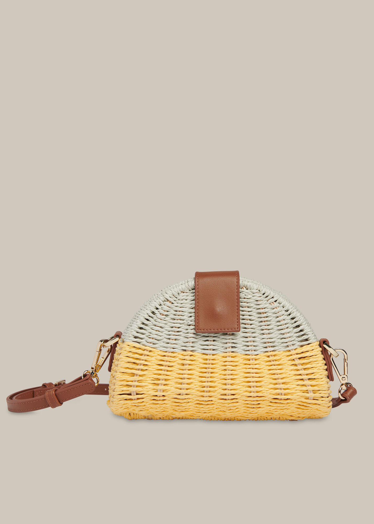Yellow/Multi Leo Mini Crossbody Straw Bag WHISTLES
