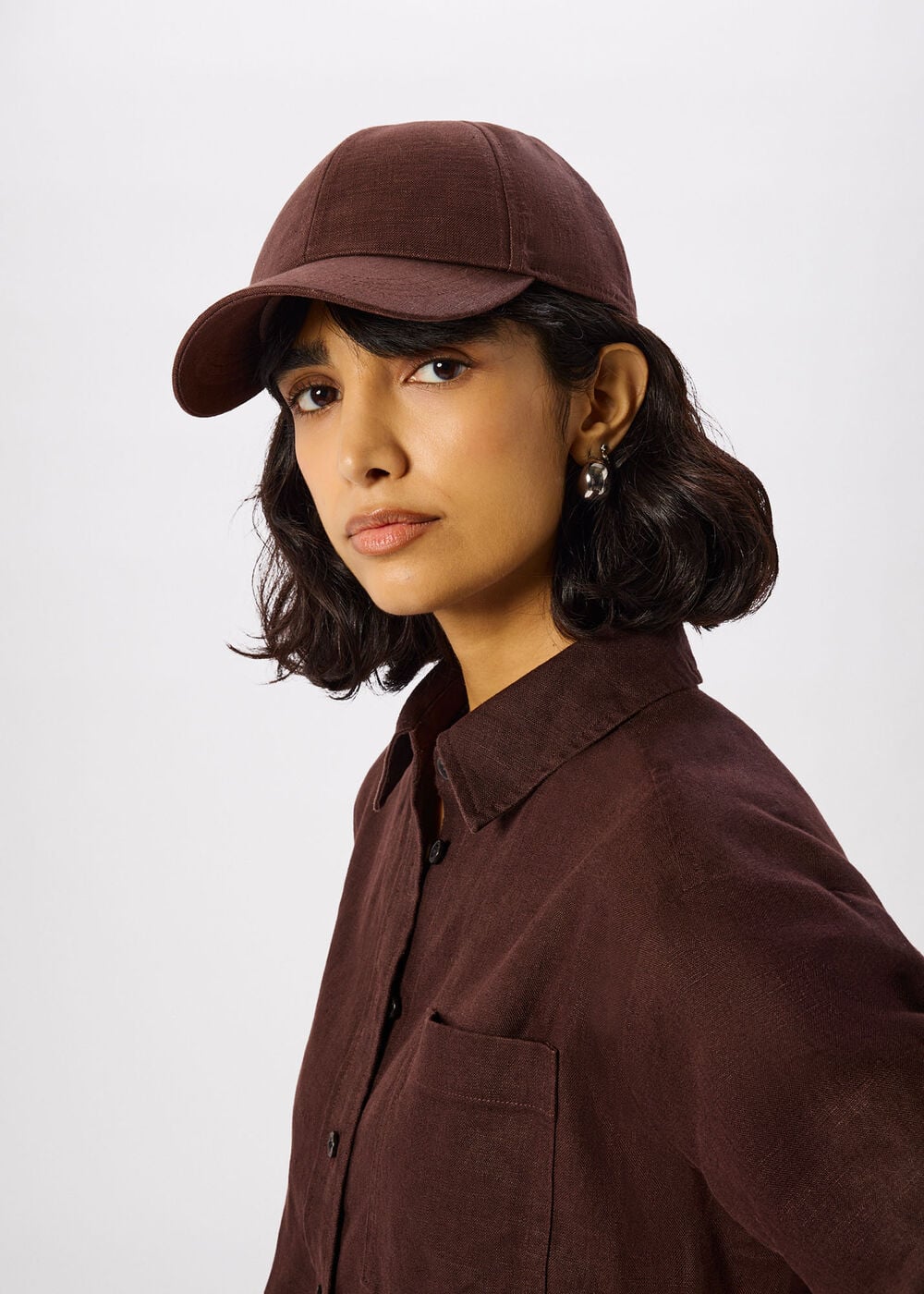 Chocolate Linen Cap