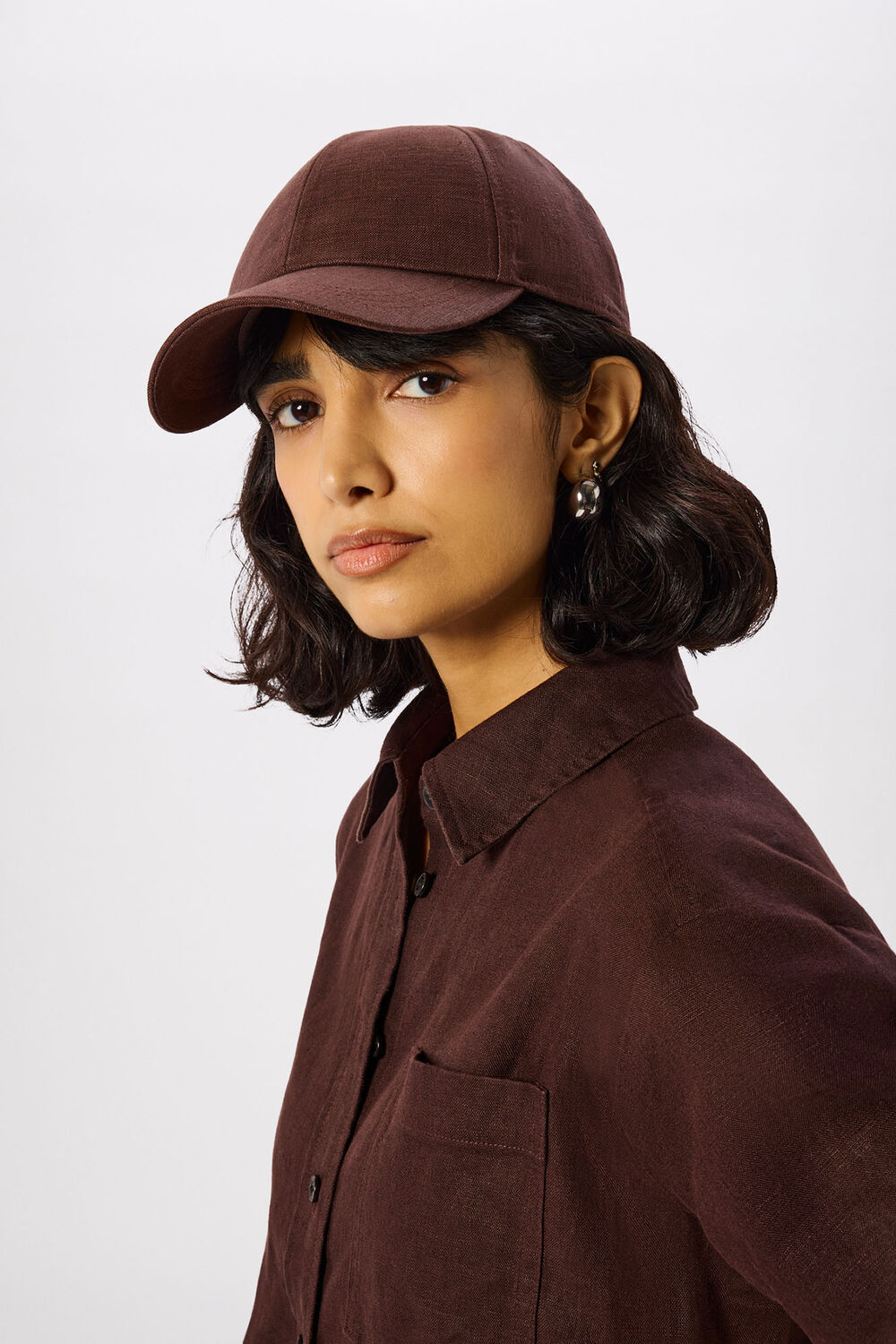 Chocolate Linen Cap
