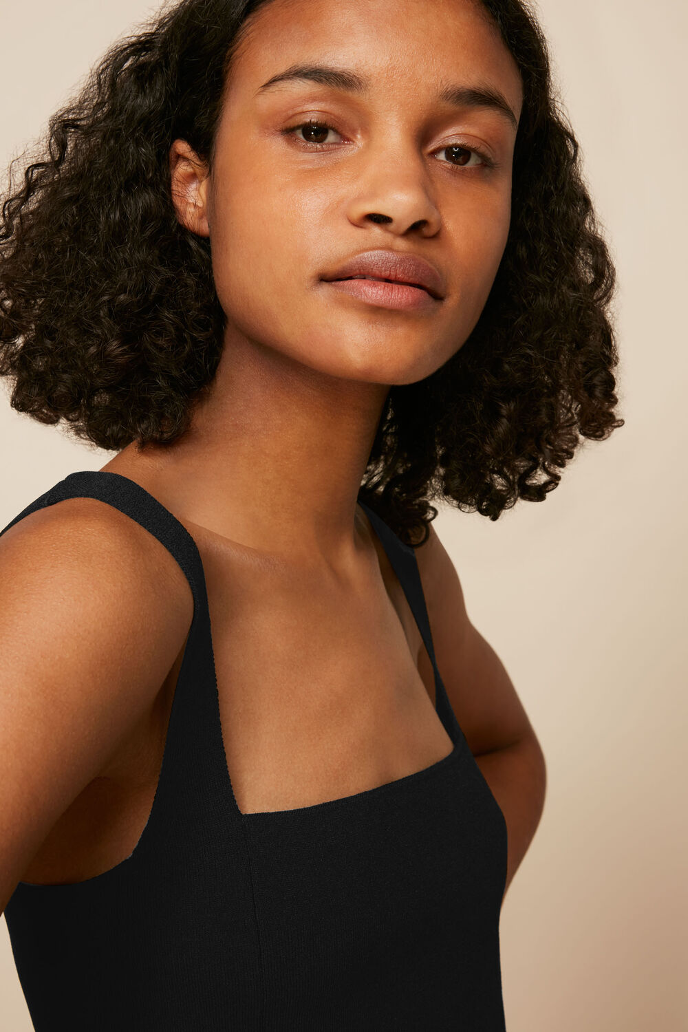 Square Neck Knit Crop Top