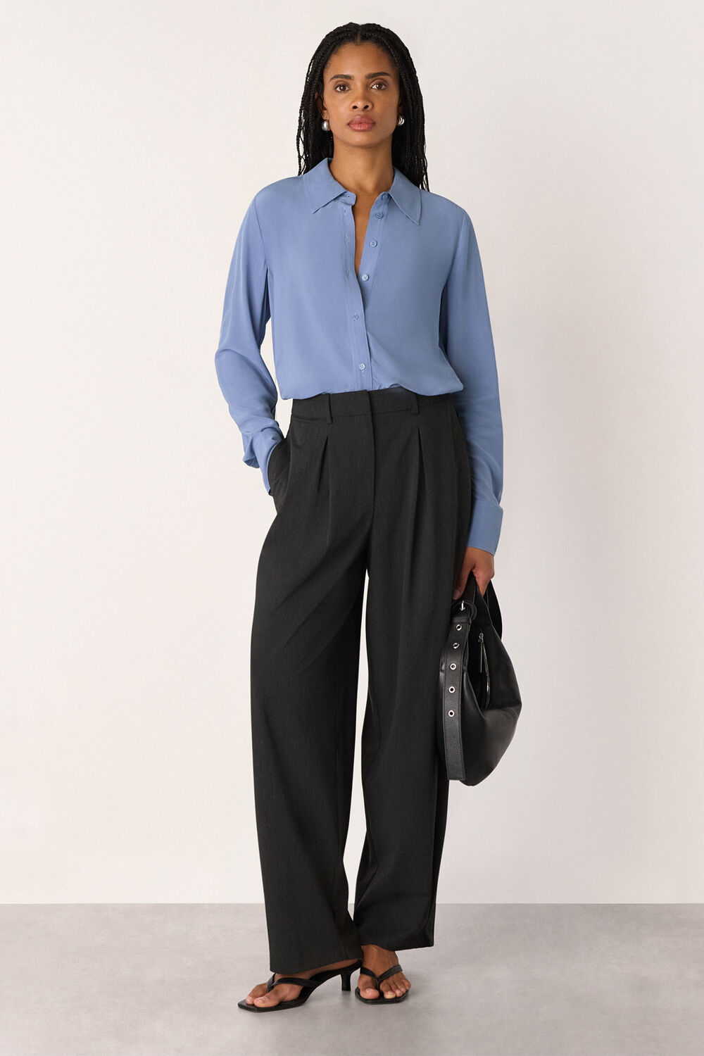 Blue Tie Detail Classic Shirt