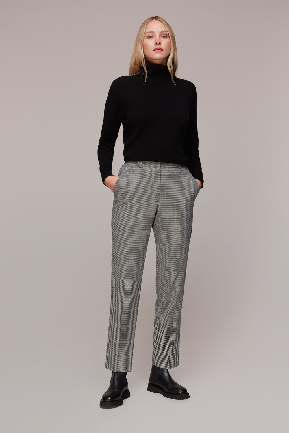 Brown Lucie Check Cigarette Trouser