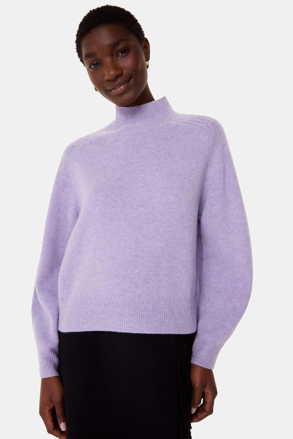 Lilac Wool Mock Neck Sweater