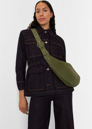 Sia Suede Curved Crossbody Bag