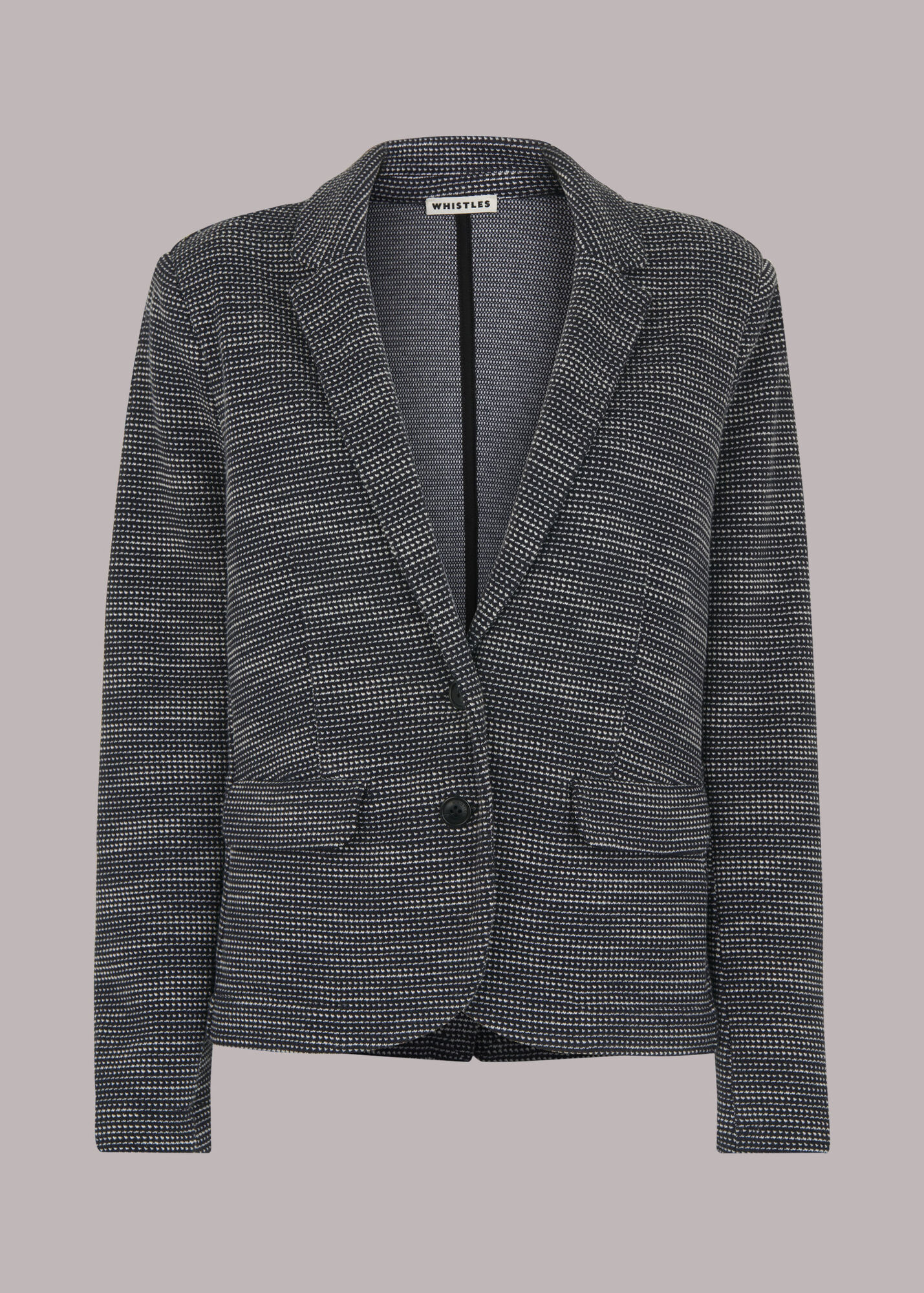 Navy/Multi Tweed Slim Jersey Jacket WHISTLES