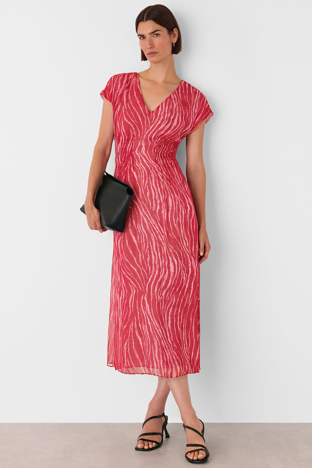 Red Zebra Texture Midi Dress