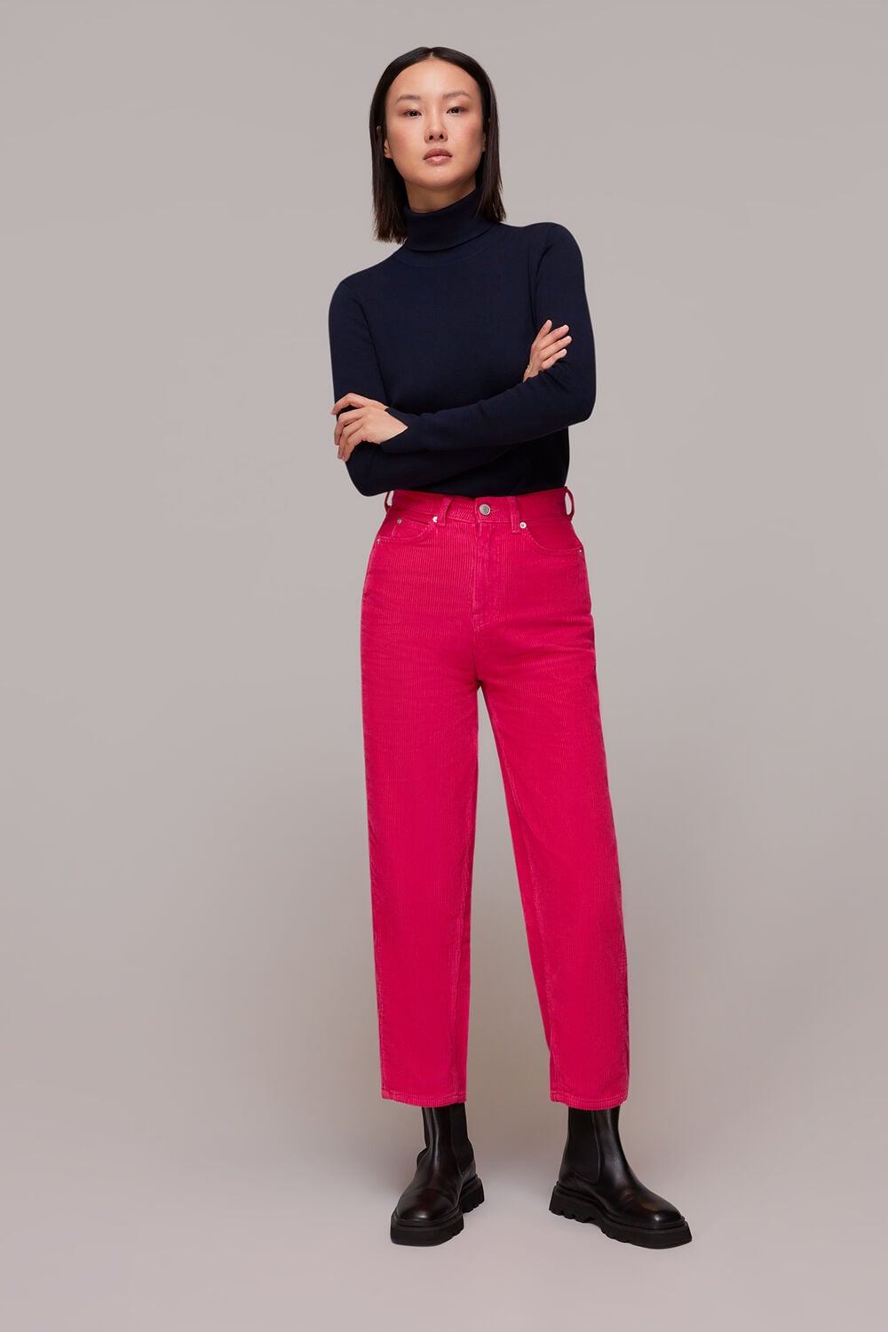 Pink Cord High Waist Barrel Jean