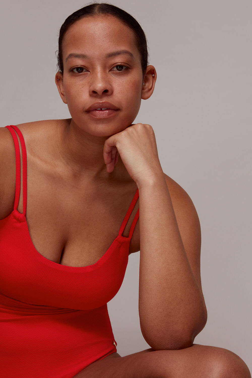 Double Strap Textured Swimsuit