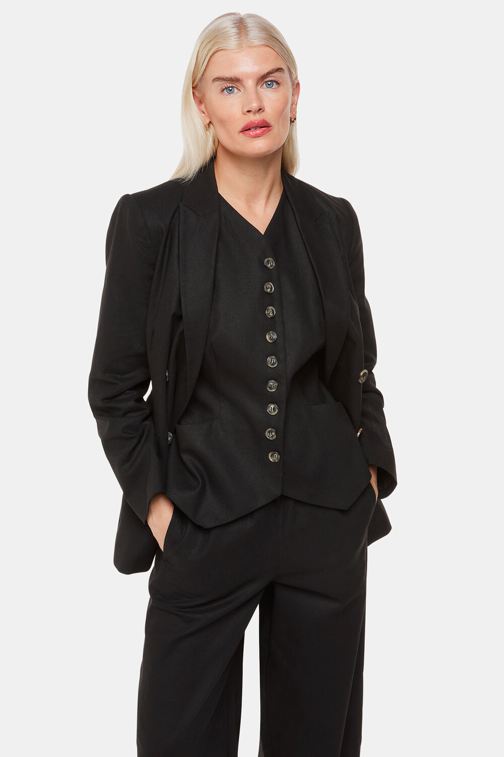 Petite Lindsey Linen Blend Waistcoat