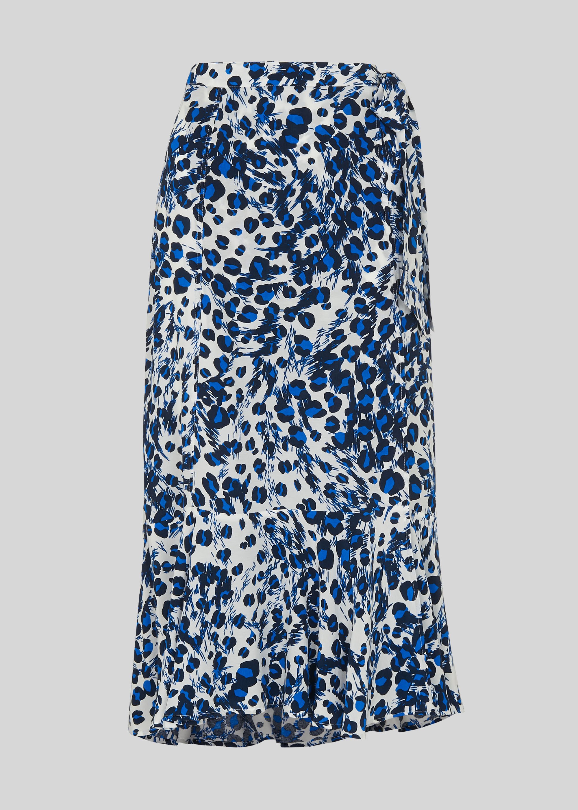 White/Multi Brushed Leopard Wrap Skirt 