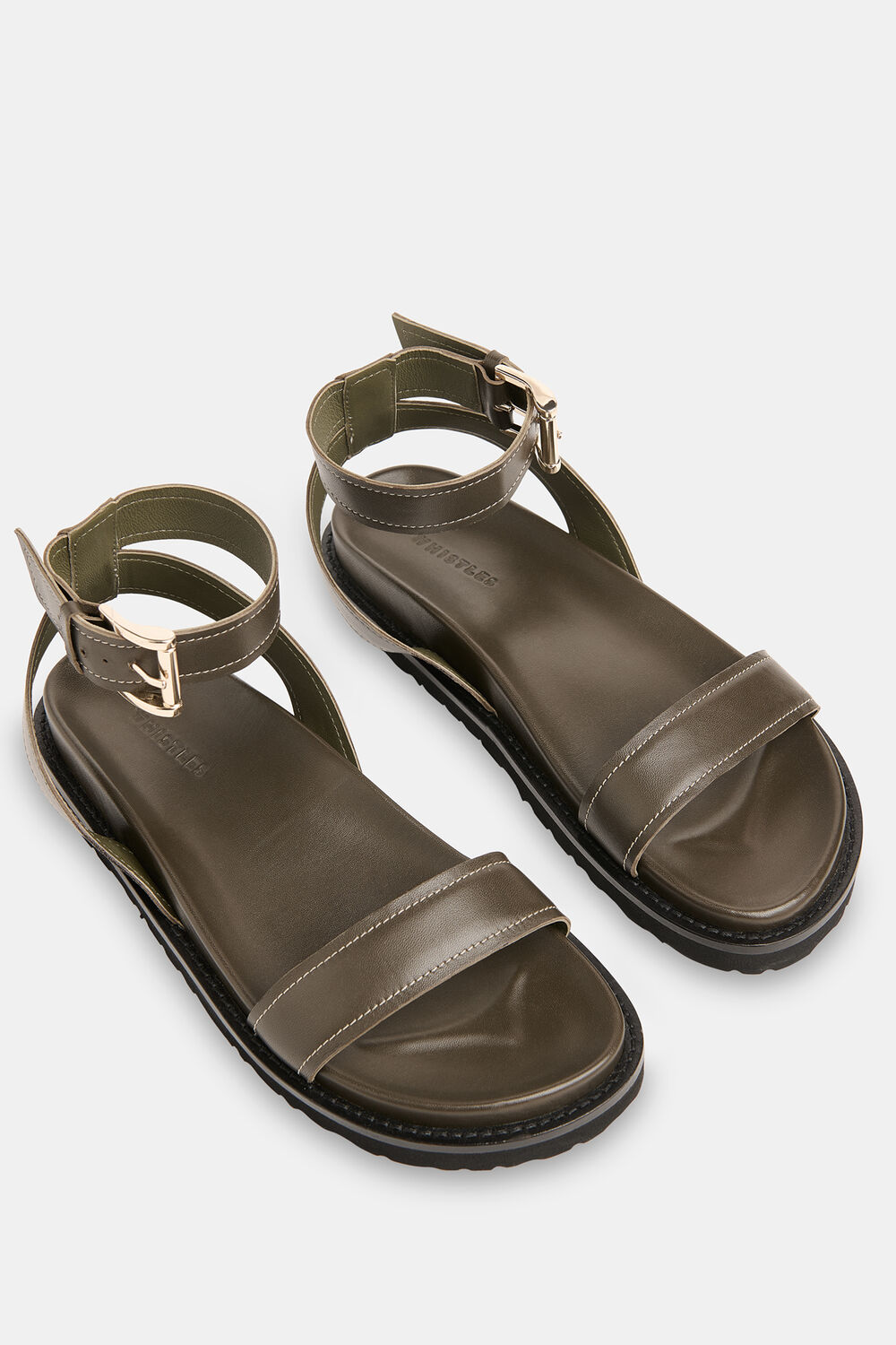 Khaki Ottie Contrast Stitch Sandal