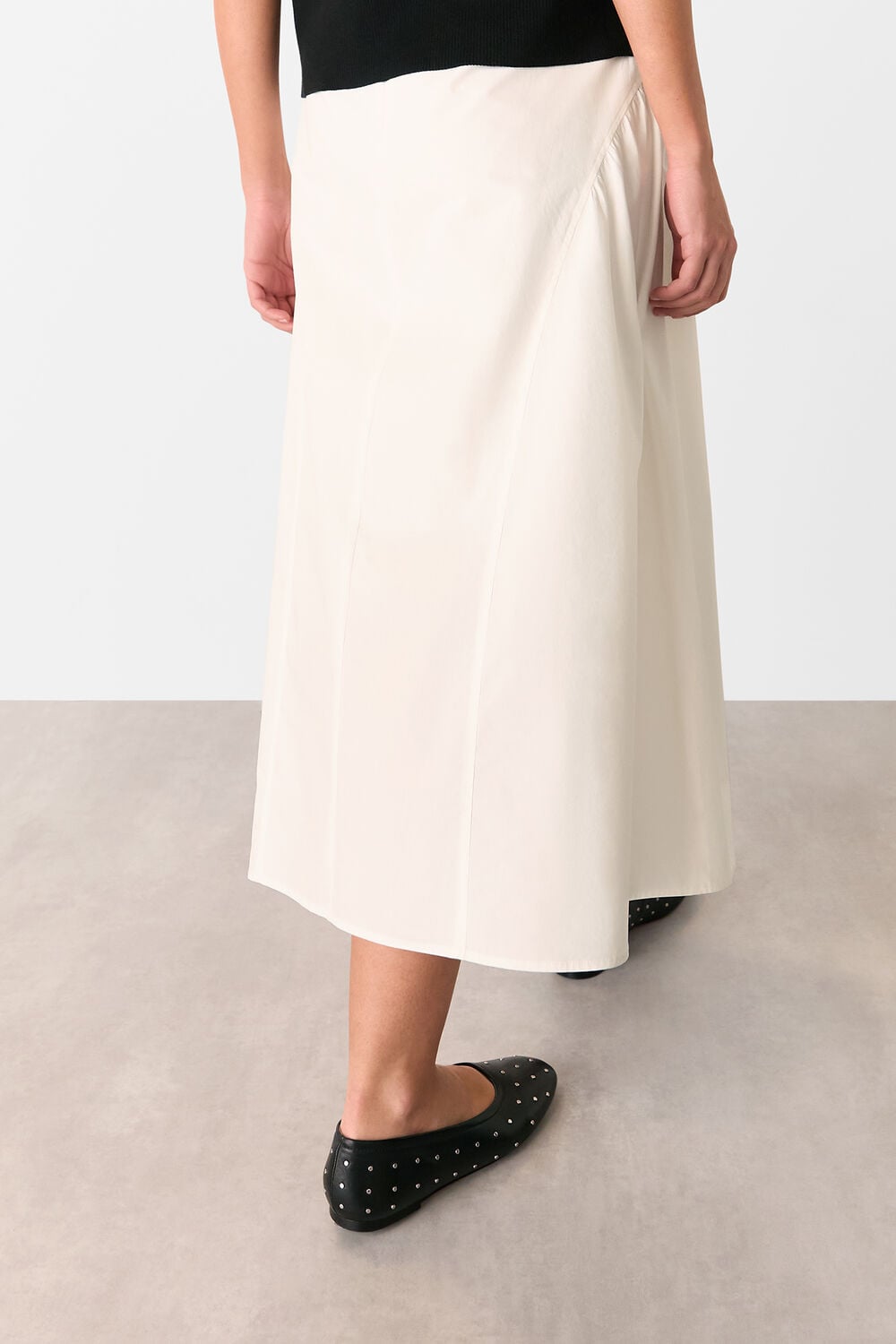Cotton Waisted Midi Skirt