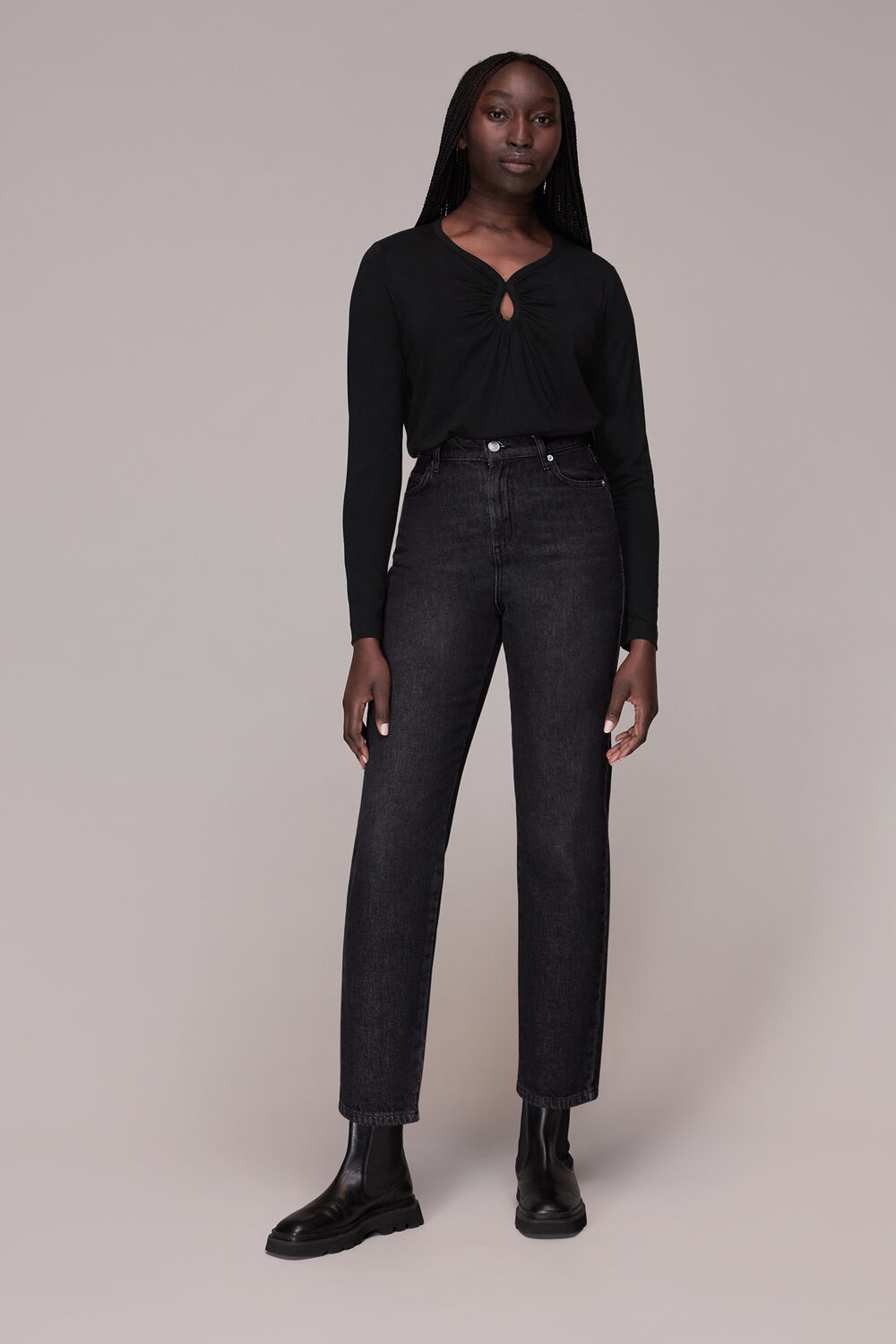 Long sleeve Keyhole Top