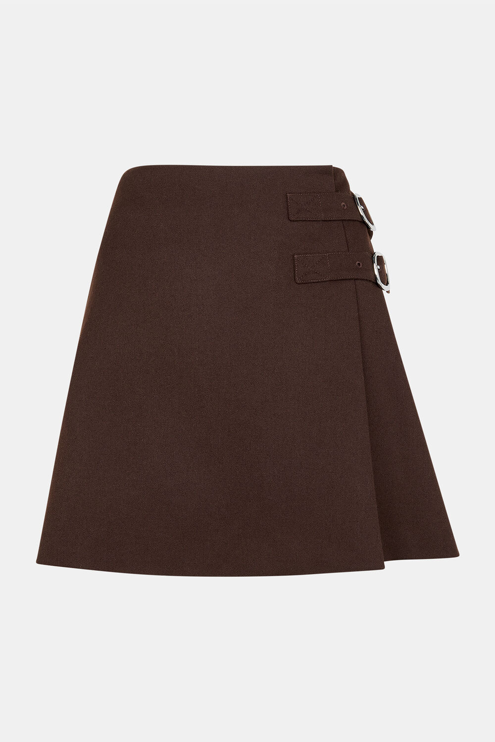 Chocolate Side Buckle Mini Skirt