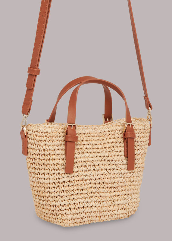 Neutral Kiki Mini Handle Straw Tote