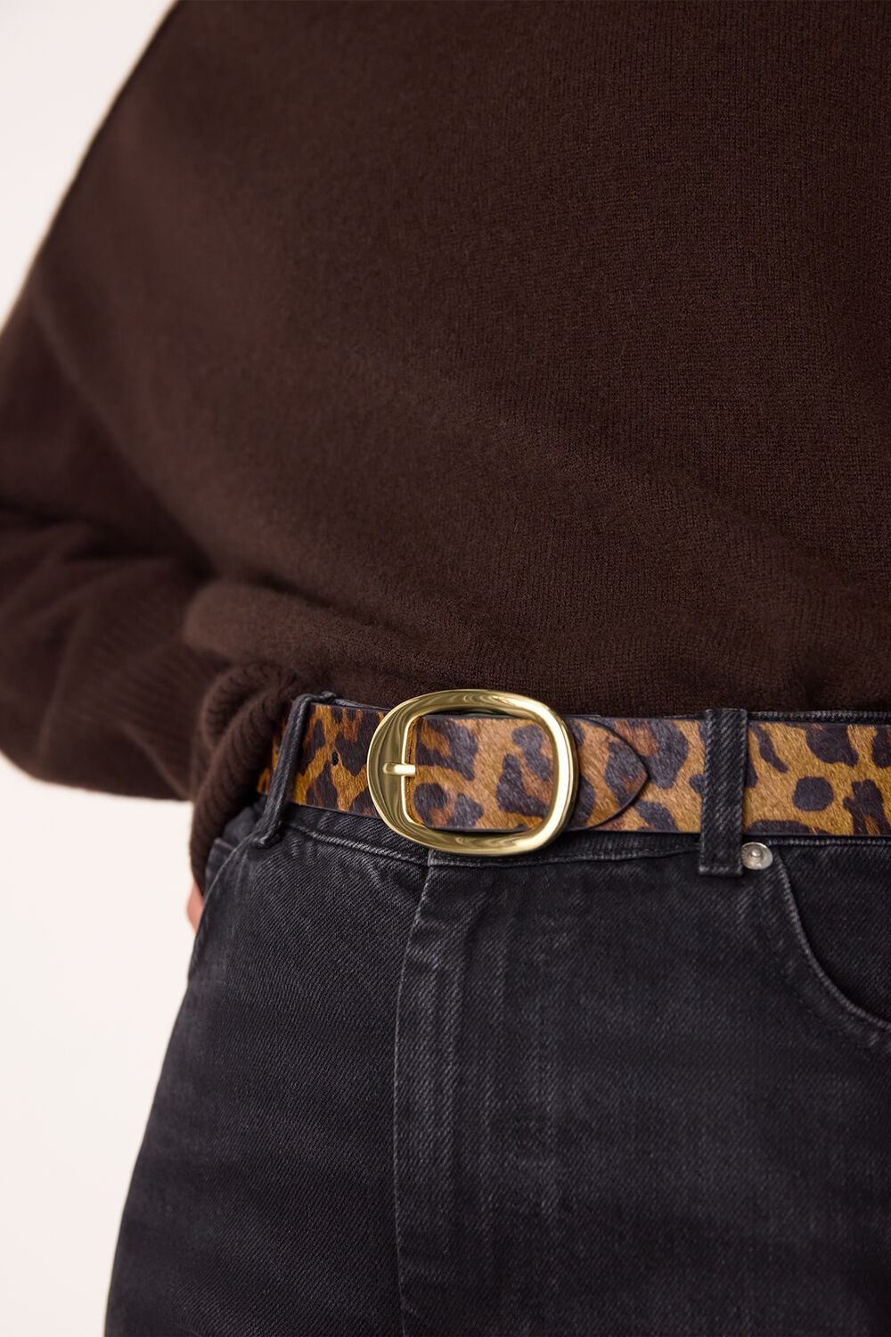 Leopard Print Hair-On Belt
