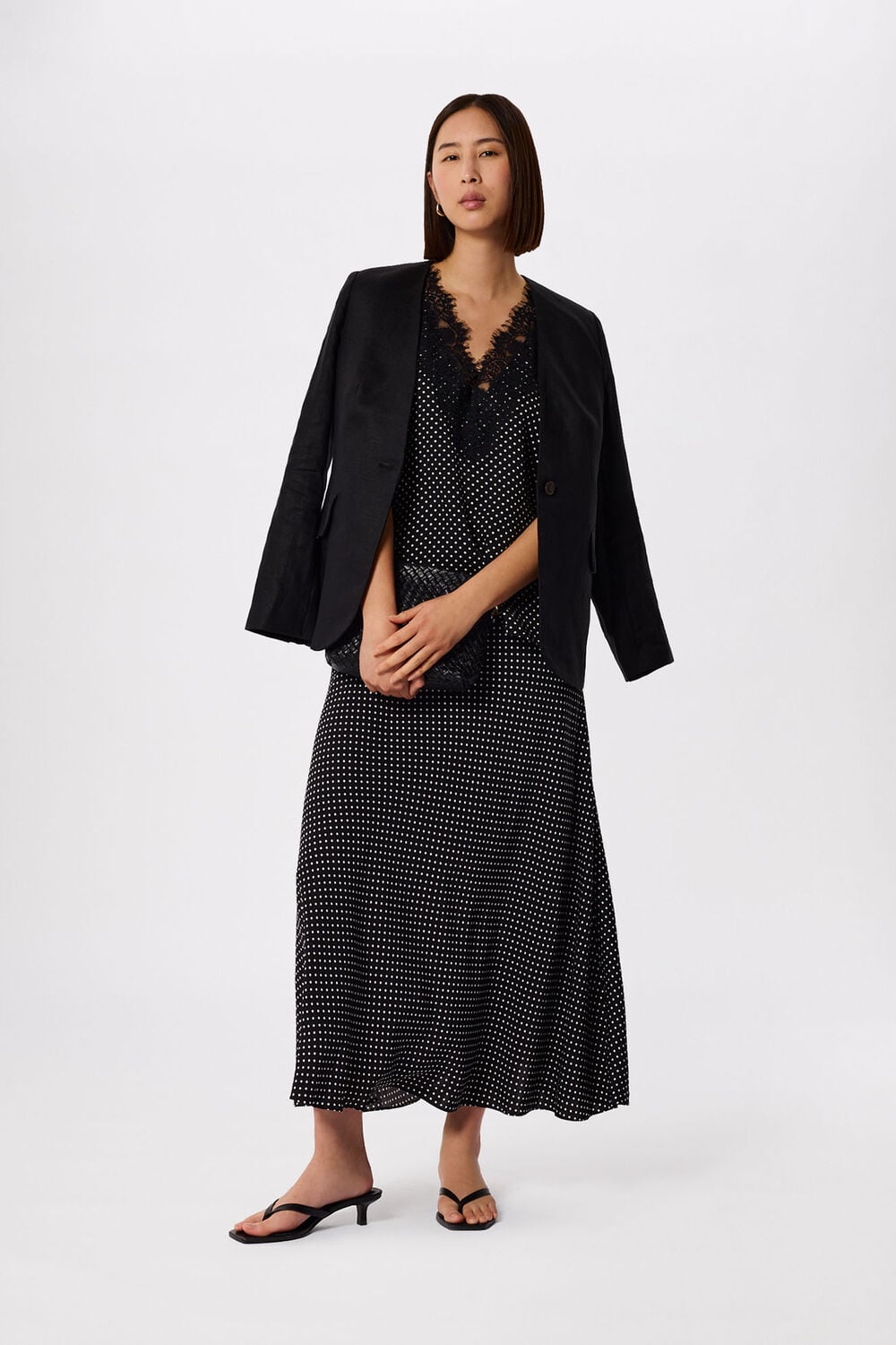 Collarless Linen Blazer
