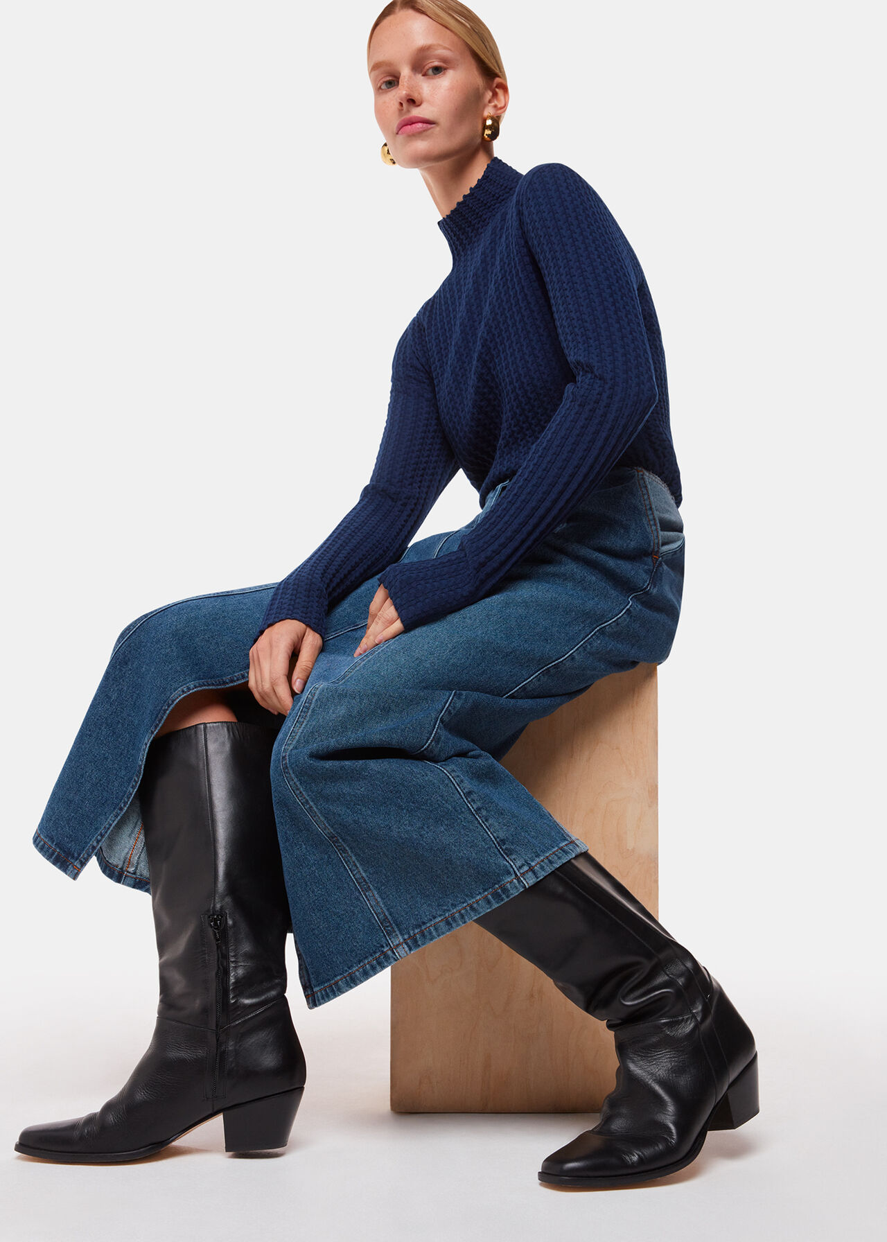 Textured Detail High Neck Knit