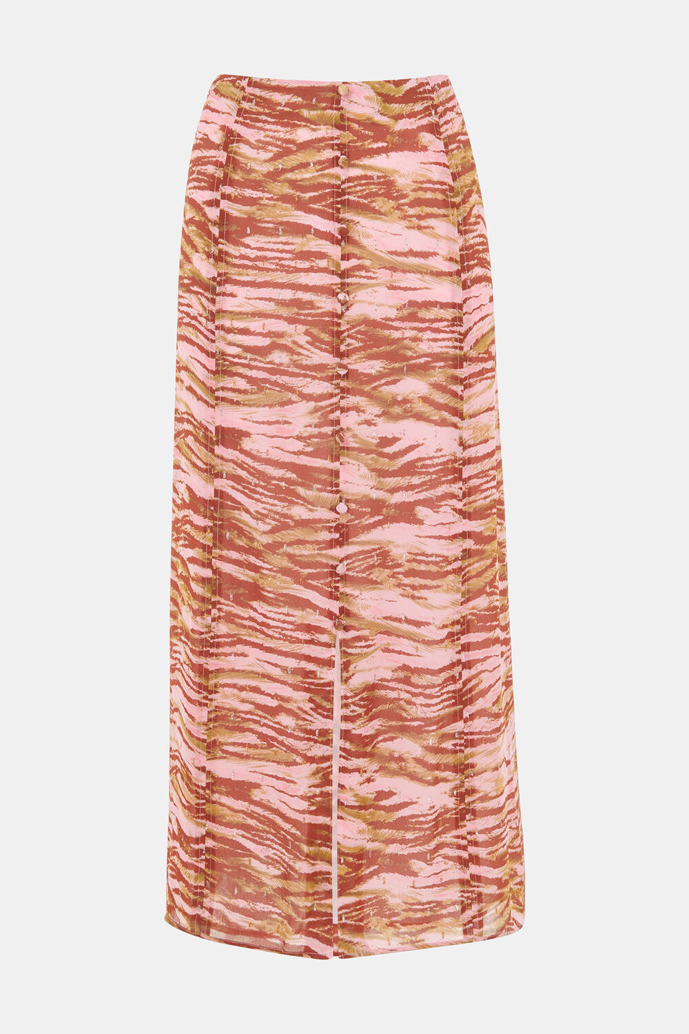 Pink Clouded Tiger Button Skirt