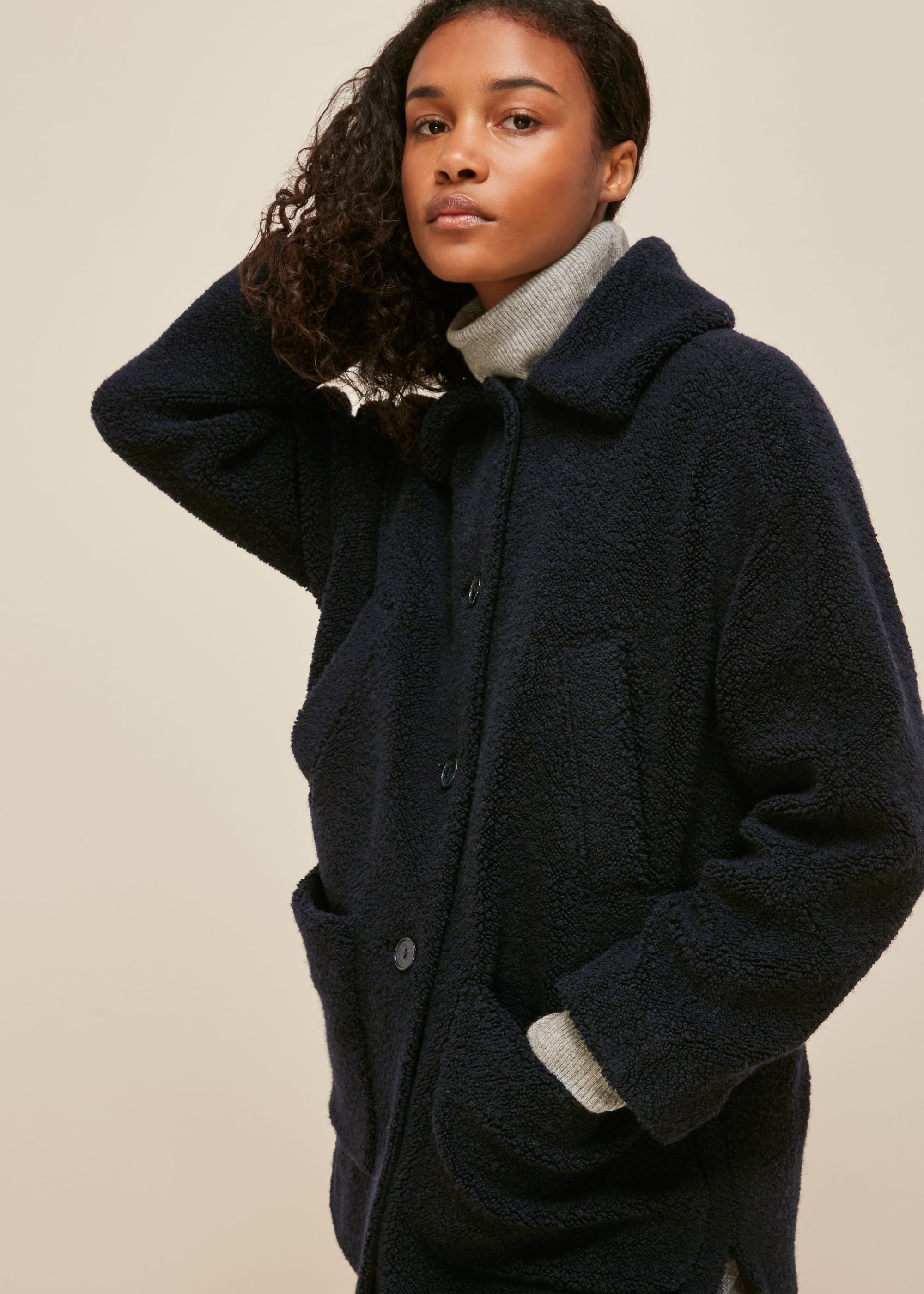 Navy teddy jacket hot sale